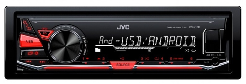 JVC Autoradio JVC KD-X130 bluetooth 40 W nero con led rossi